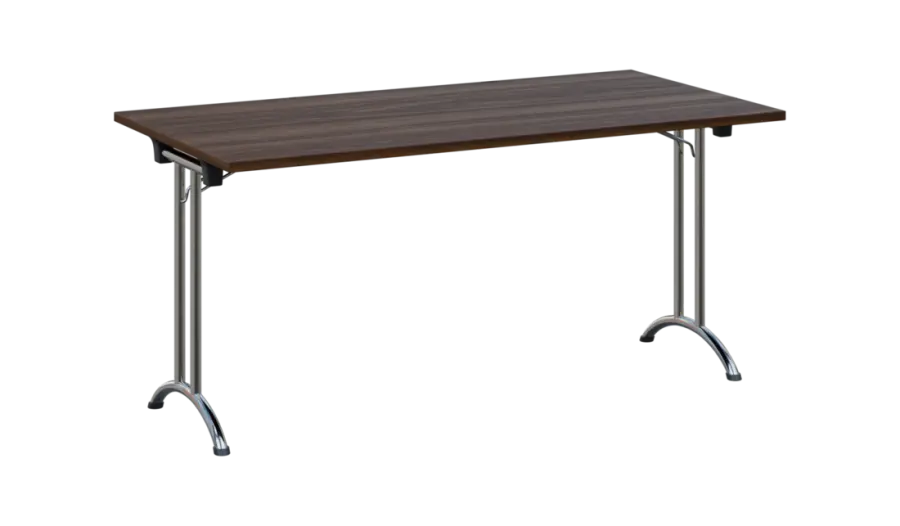 SLC 160 chrom skládací jednací stůl 1600x800, deska 25 mm, podnož chrom, deska ořech královský